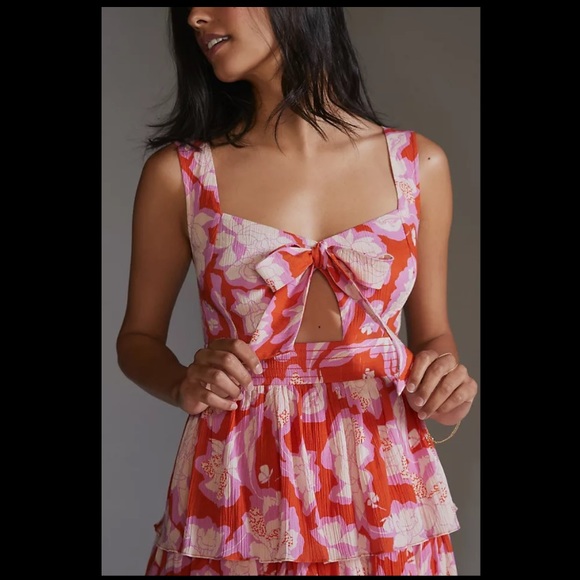 🌟HP🌟 Anthropologie NWT Vineet Bahl Tiered Ruffle Maxi Dress Size 4. - Picture 3 of 6